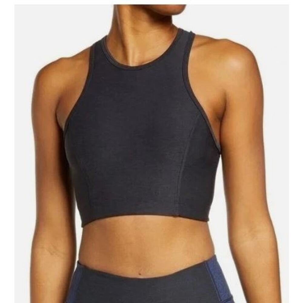 Outdoor Voices Womens Size XS Athena Crop Racerback Top Black Athletic Stretch